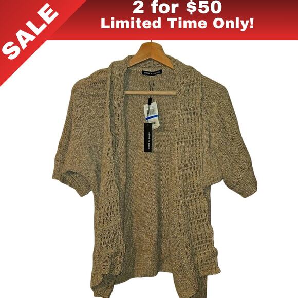 [Sale: 2 for $50!] Cable & Gauge Beige Satin Knit Cardigan | Size XL - NWT 0107 - Picture 1 of 11